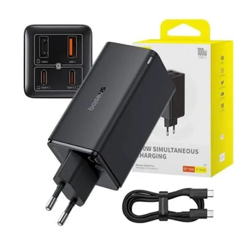 شارژر دیواری 100 وات بیسوس مدل GAN6 PRO 100W به همراه کابل USB-C