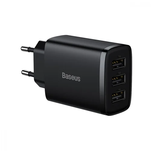 شارژر دیواری سه پورت بیسوس مدل Compact Charger 3port 17W