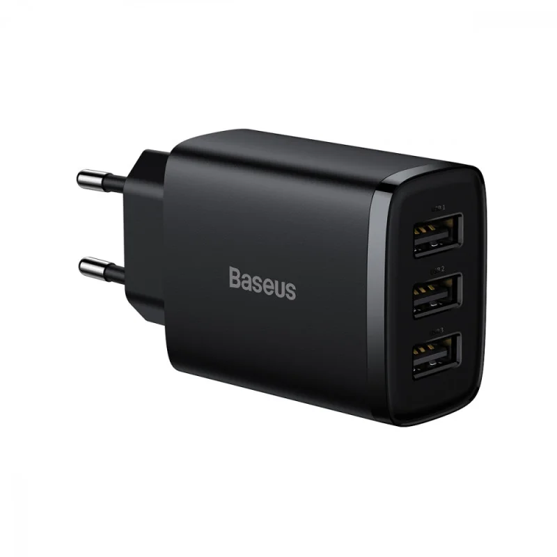 شارژر دیواری سه پورت بیسوس مدل Compact Charger 3port 17W