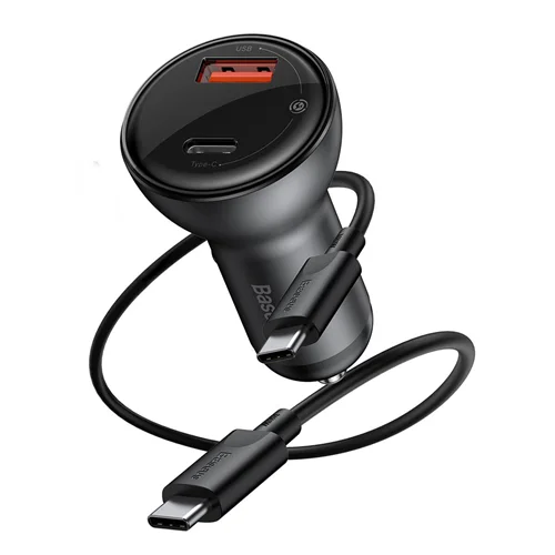 شارژر فندکی بیسوس مدل Dual Quick Charger 45W به همراه کابل USB-C