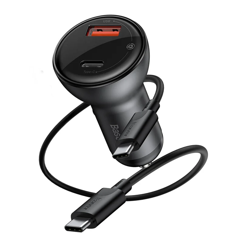 شارژر فندکی بیسوس مدل Dual Quick Charger 45W به همراه کابل USB-C