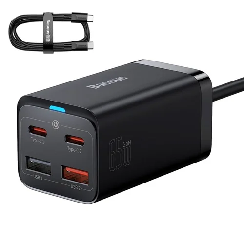 شارژر رومیزی بیسوس مدل GaN3 Pro Desktop 65W به همراه کابل USB-C