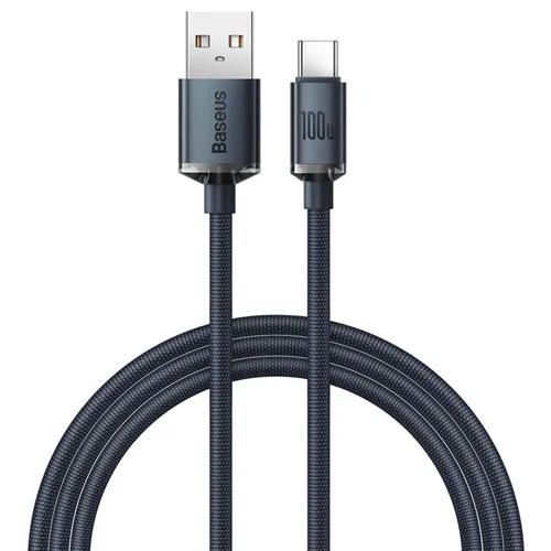 کابل تبدیل USB به USB-C بیسوس مدل Crystal Shine-100W طول 1.2 متر