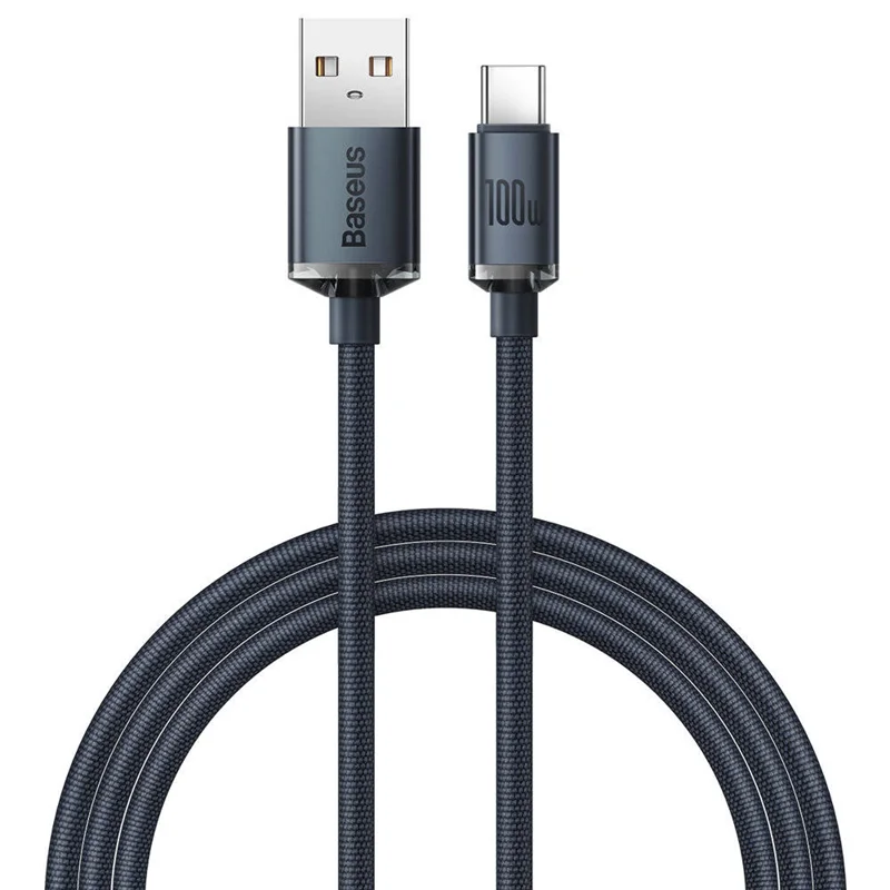 کابل تبدیل USB به USB-C بیسوس مدل Crystal Shine-100W طول 1.2 متر