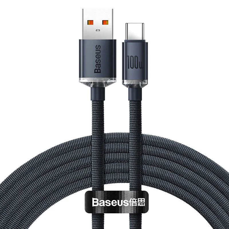 کابل تبدیل USB به USB-C بیسوس مدل Crystal Shine 100W طول 2 متر