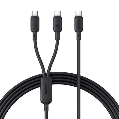 کابل تبدیل 1 به 2 USB-C بیسوس مدل Pudding Series طول 1.5 متر