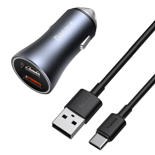 شارژر فندکی بیسوس مدل TZCCJD-40W به همراه کابل تبدیل USB-C