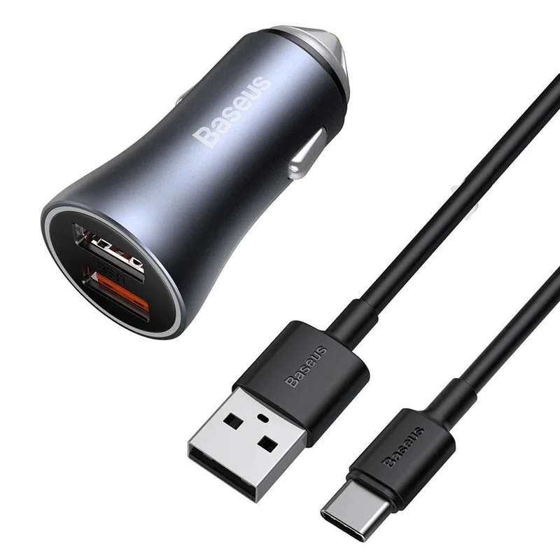 شارژر فندکی بیسوس مدل TZCCJD-40W به همراه کابل تبدیل USB-C