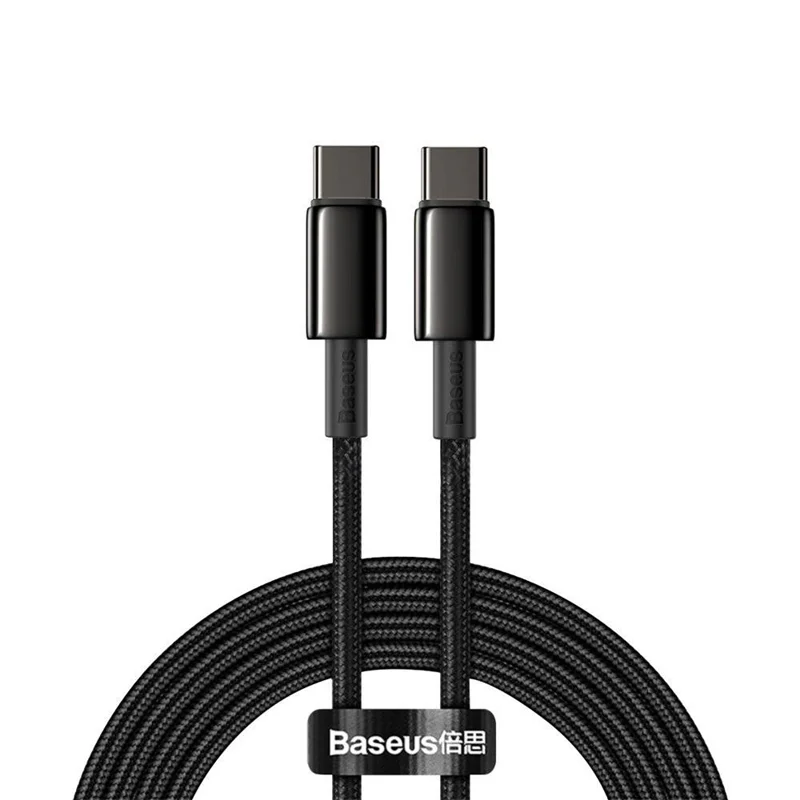 کابل تبدیل USB-C به USB-C بیسوس مدل Tungsten Gold 100W طول 1 متر