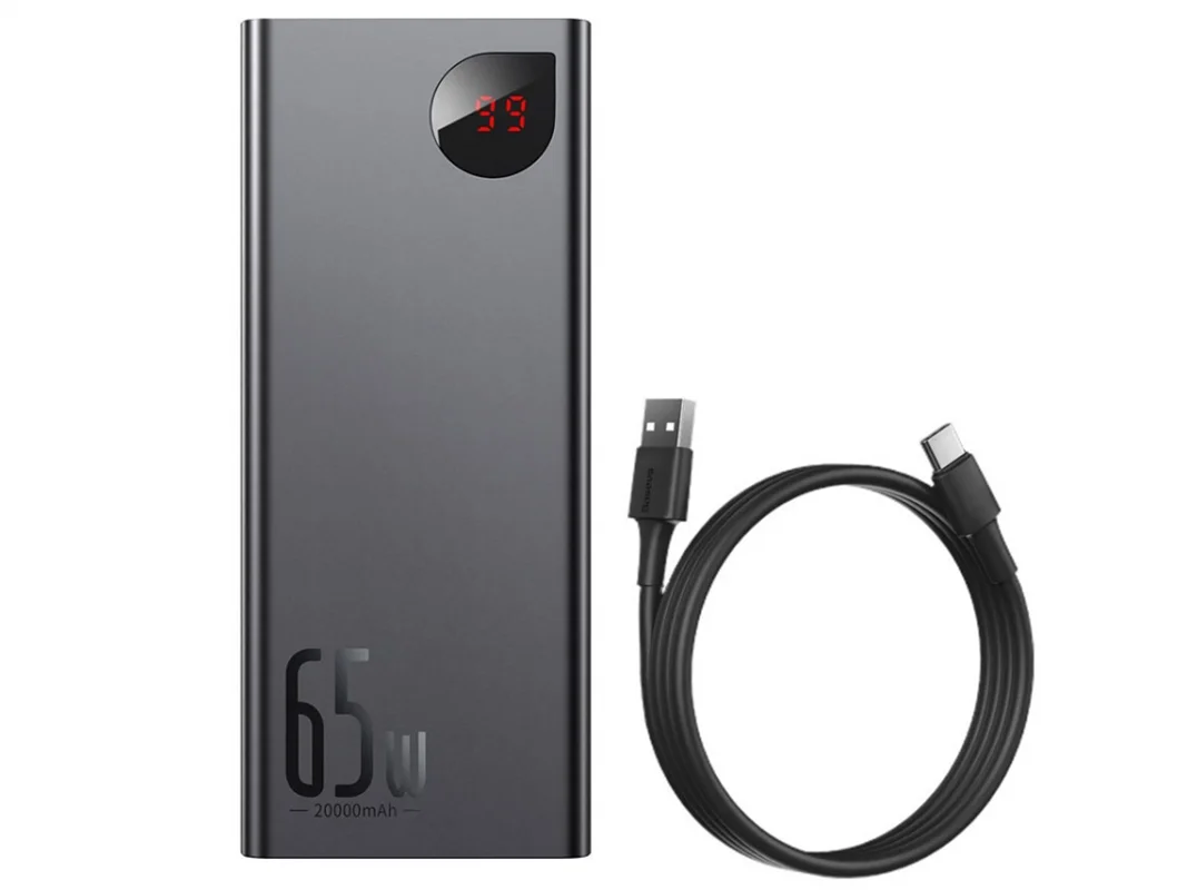 پاوربانک بیسوس مدل Adaman Metal Digital 65W ظرفیت 20000 میلی آمپر ساعت