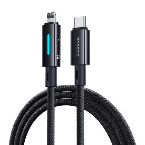 کابل تبدیل USB-C به لایتنینگ بیسوس مدل Lit Button-Control 20W طول 2 متر