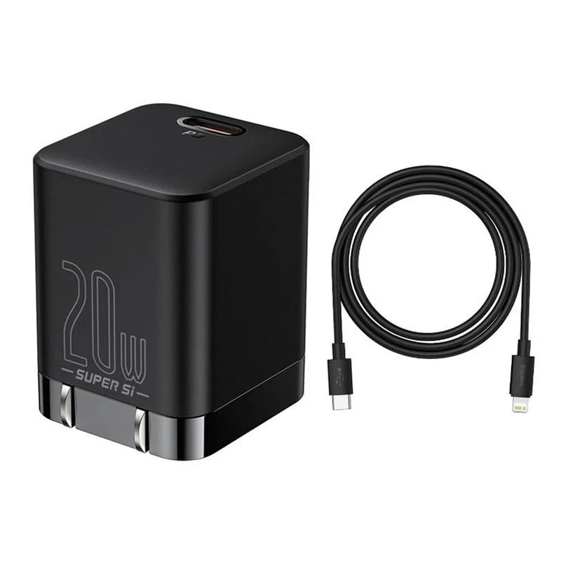 شارژر دیواری بیسوس مدل Super Si Pro 20W به همراه کابل تبدیل لایتنینگ