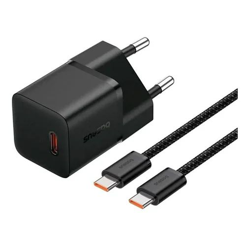 شارژر دیواری 20 وات بیسوس مدل GaN5 mini به همراه کابل تبدیل تایپ سی