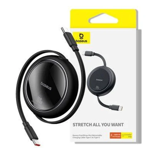 کابل تبدیل USB-C به USB-C بیسوس مدل Free2Draw Mini Retractable 100W طول 1 متر