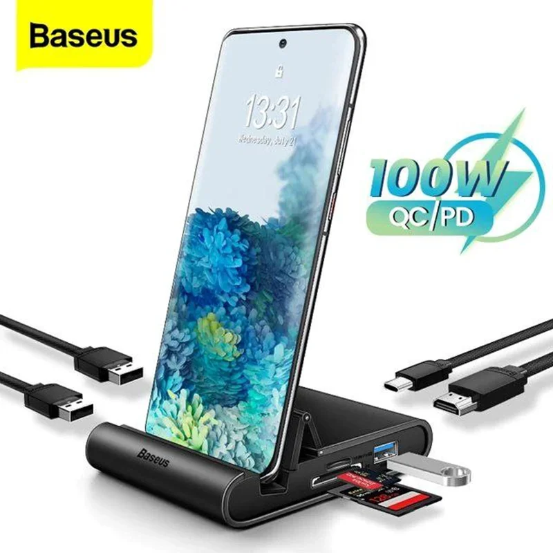 استند و هاب شارژر چندکاره بیسوس مدل Mate Docking HUB BS-OH036